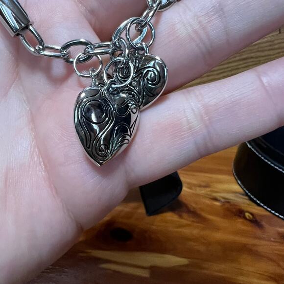 Lia Sophia Heart To Heart Lobster Clasp Bracelet Silver Tone Vtg NEW Heart Charm - Picture 5 of 7